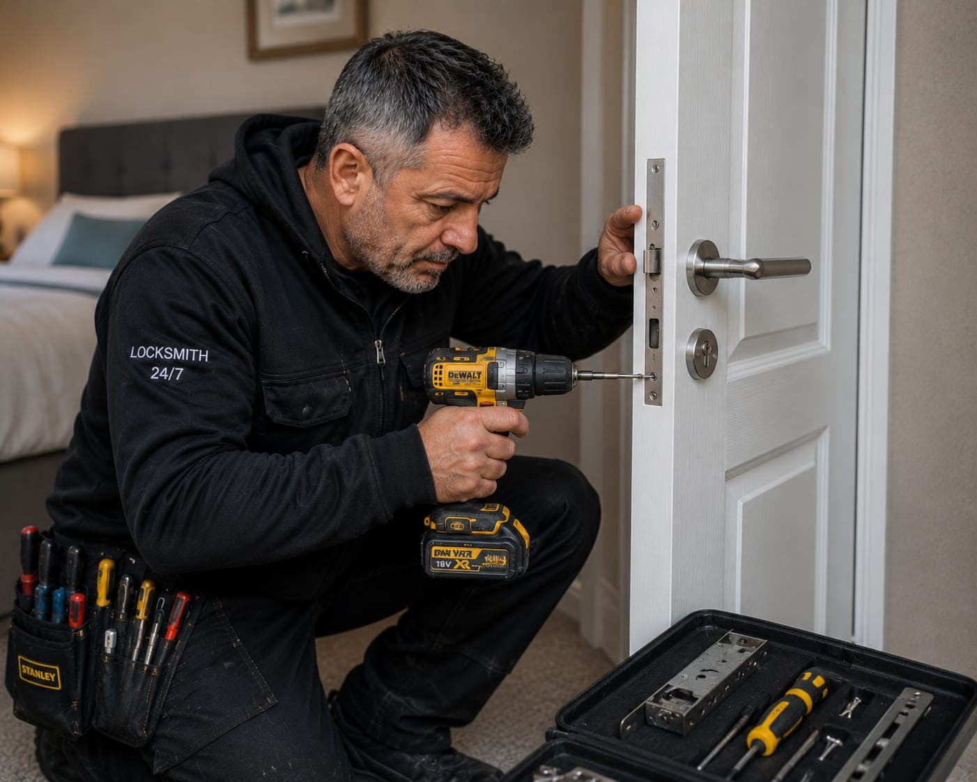 Locksmith completing work at a property